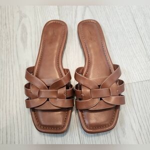 Universal Thread Brown Woven Slide Sandals